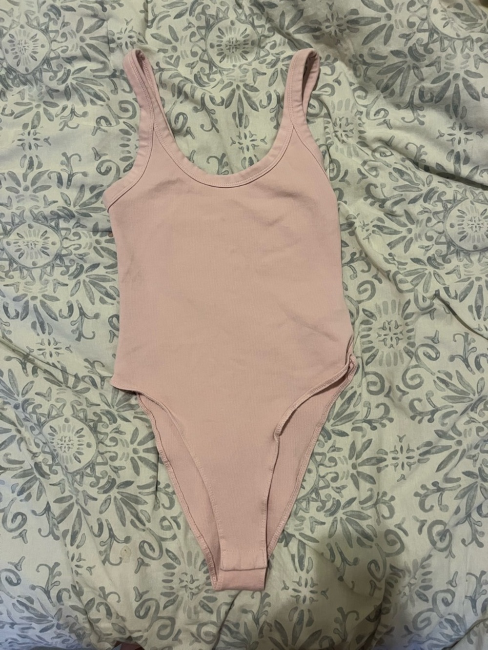 Zara Dusty Pink Ribbed Tank Bodysuit